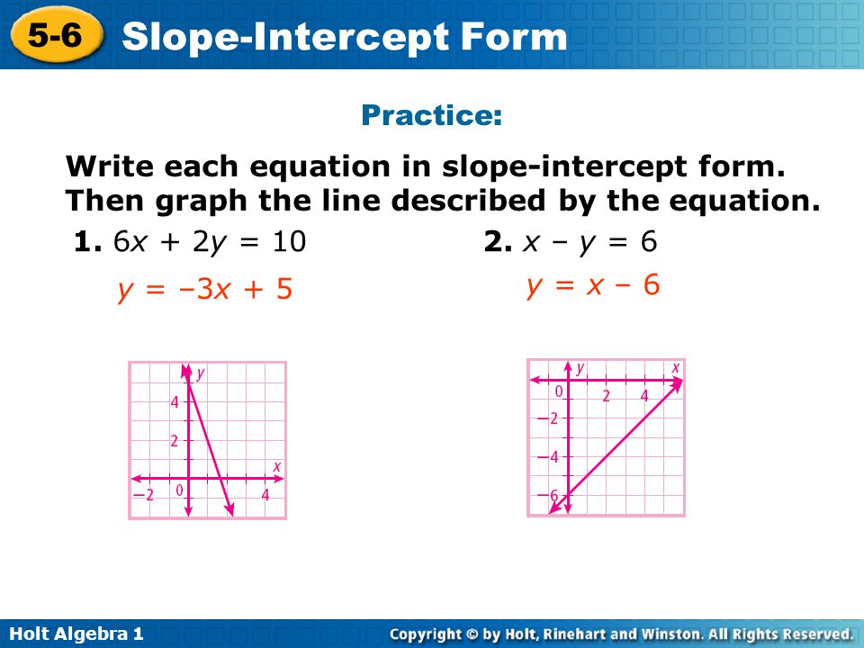 Slope-intercept form problems